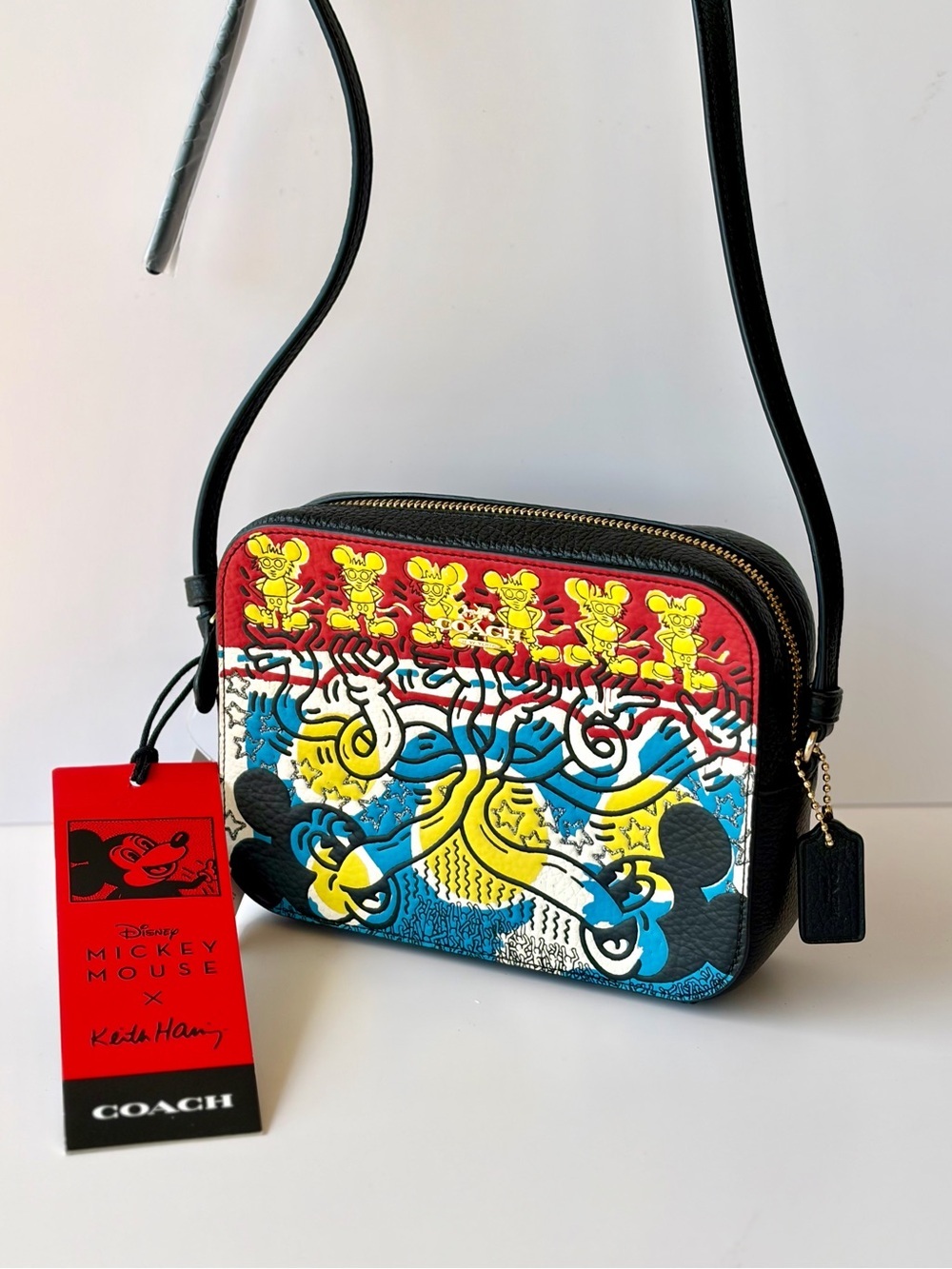 Coach Disney Mickey Mouse X Keith Haring Mini Camera Crossbody Bag
